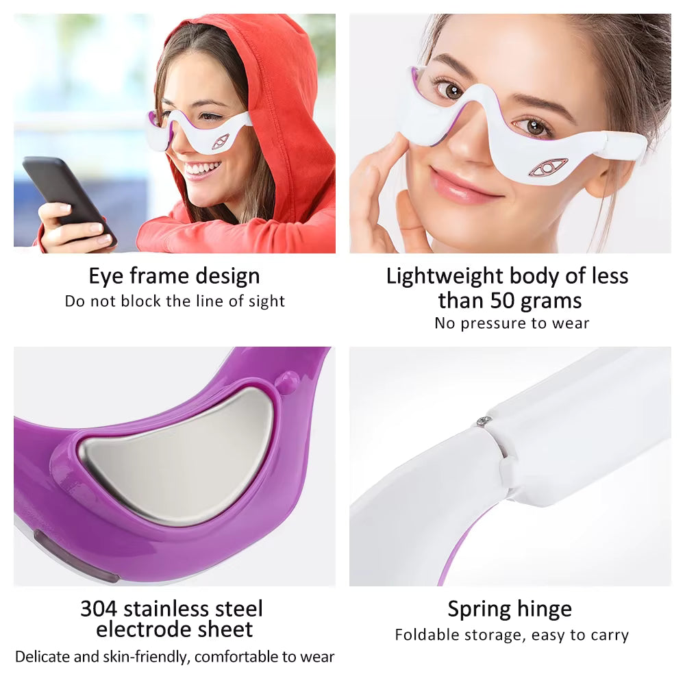 3-in-1 Electric Eye Massager with High-Frequency Vibration, Pulse Electrotherapy & Infrared Heat Compress