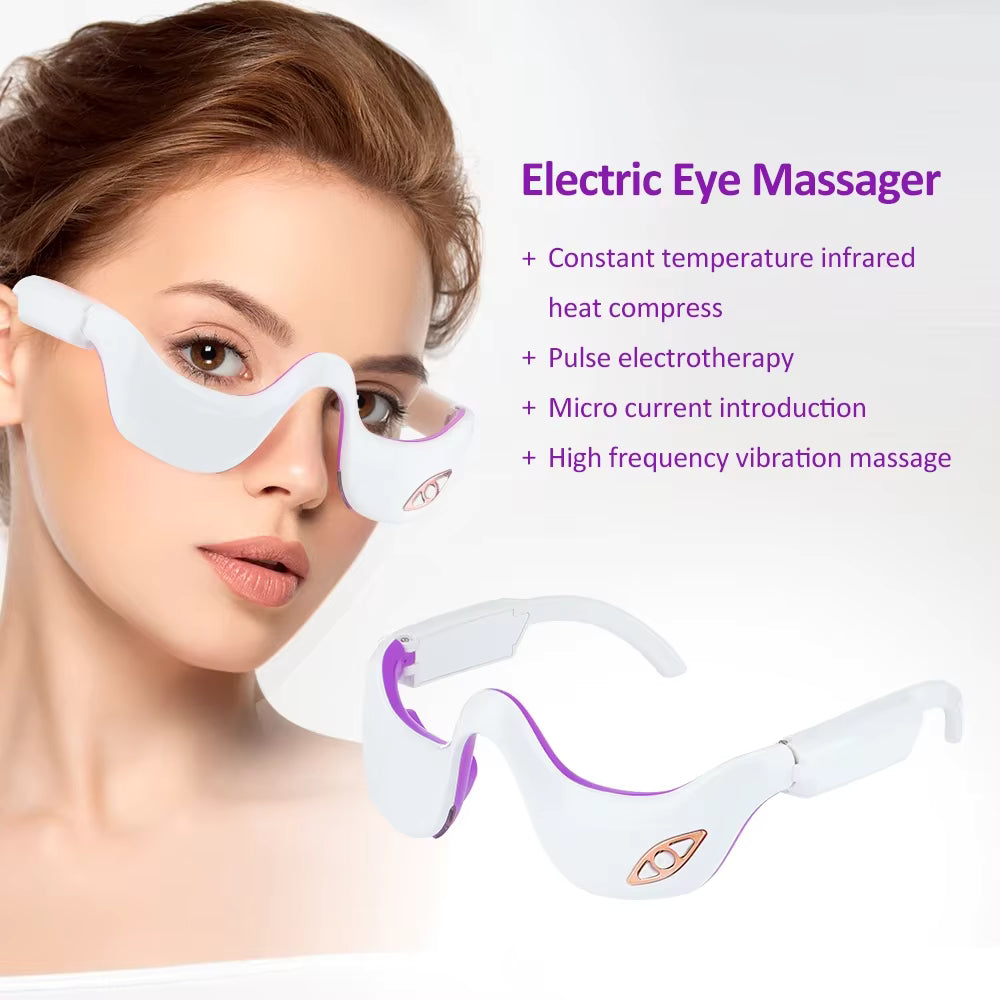 3-in-1 Electric Eye Massager with High-Frequency Vibration, Pulse Electrotherapy & Infrared Heat Compress